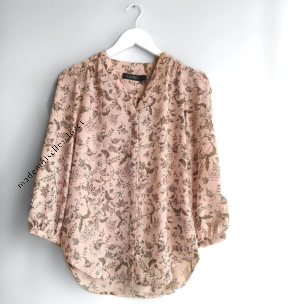 LAUREN RALPH LAUREN FLOWER PRINT BLOUSE SZ S